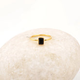 Black Onyx Ring, 925 Sterling Silver Gemstone Ring, 18k Gold Plated Statement Ring, Handmade Minimalist Ring, Black Stone Ring For Women